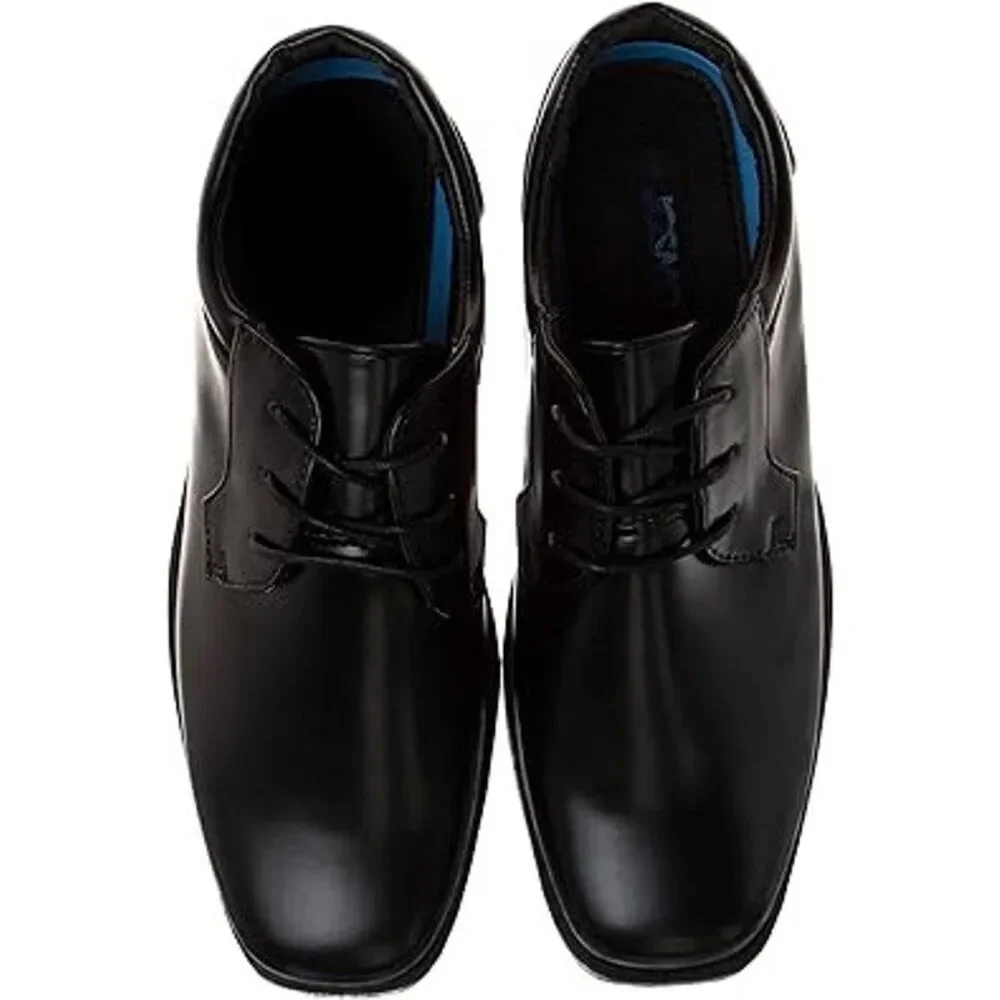 Josmo Big Boys Size 5 Black Faux Leather Lace Up Classic Comfort Oxford Shoes